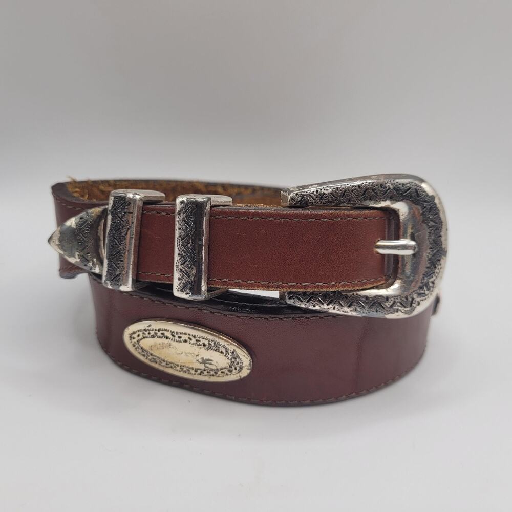 Brighton Belt 36 Brown Leather Wide Western Cowboy Concho Medallion Ranch Rodeo